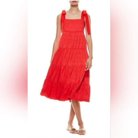 ALICE& + OLIVIA Cynthia Tie Shoulder Midi Dress - Picture 2 of 12